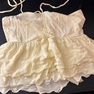 Hollister Cream Smocked Strapless Top